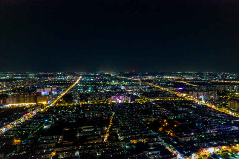 山东东营城市夜景灯光航拍摄影图