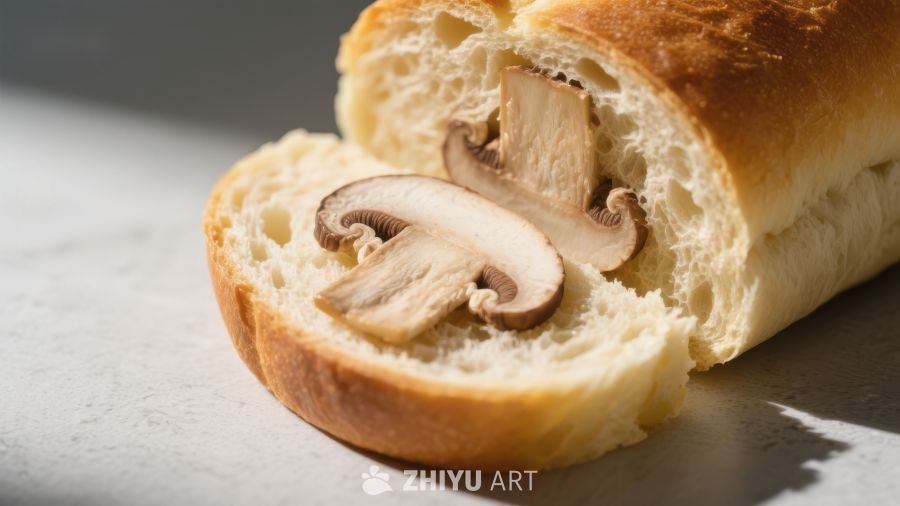 面包切片夹蘑菇