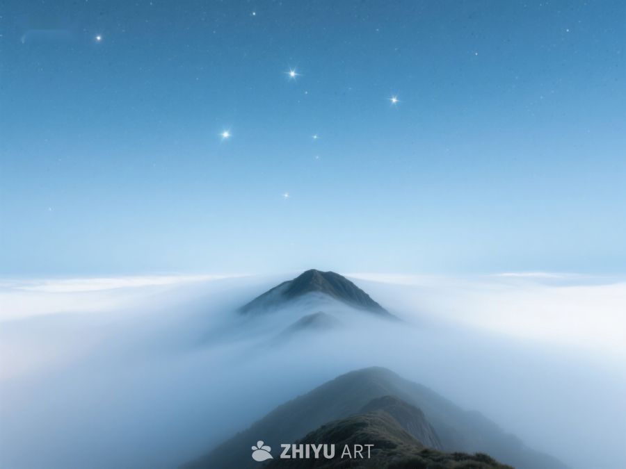 云海之上，星空下的山峰 520