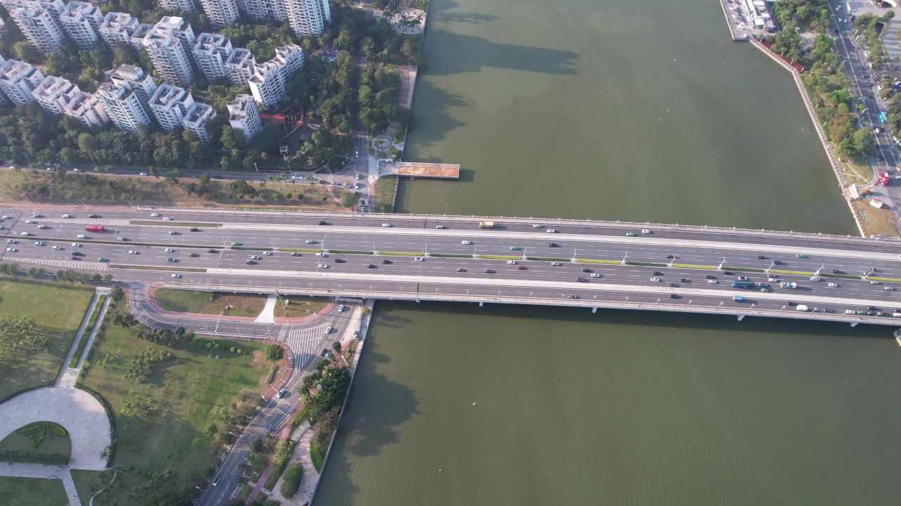 广东珠海横桥大桥桥梁交通航拍 