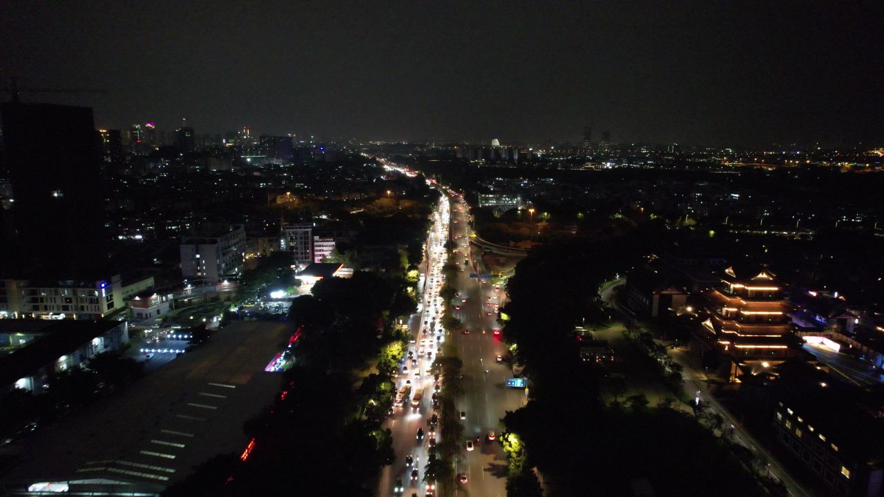 广州城市夜景灯光航拍