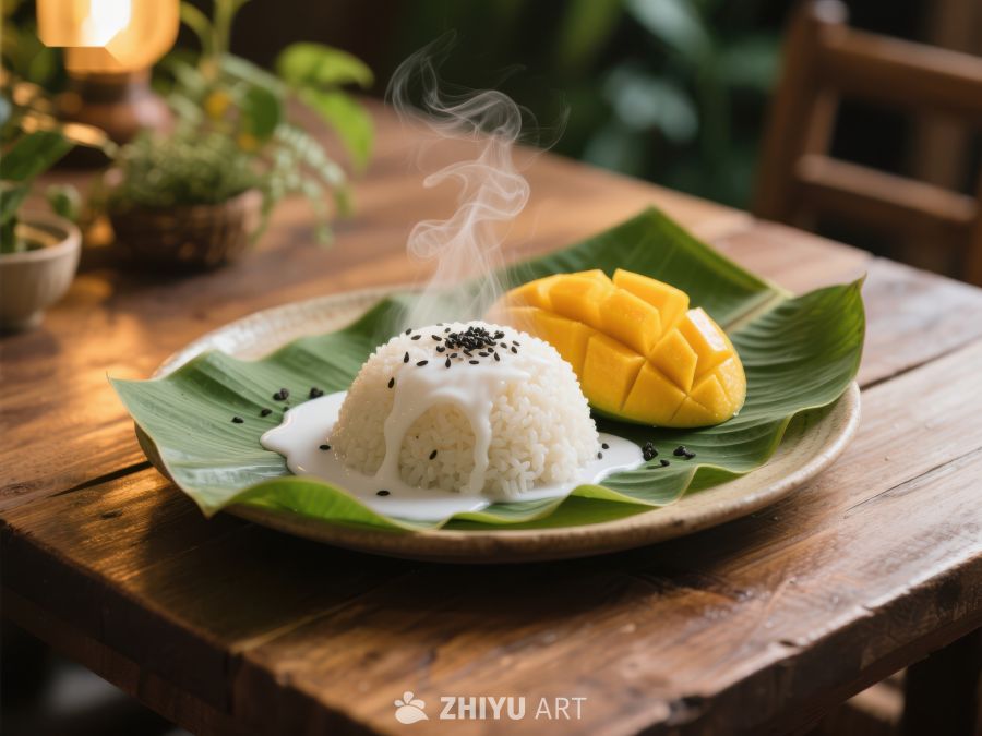 芒果糯米饭，传统美食的美味呈现 374