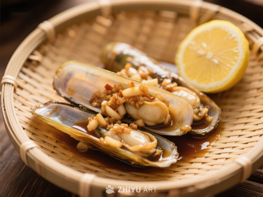蒜蓉蒸蛏子配柠檬 927
