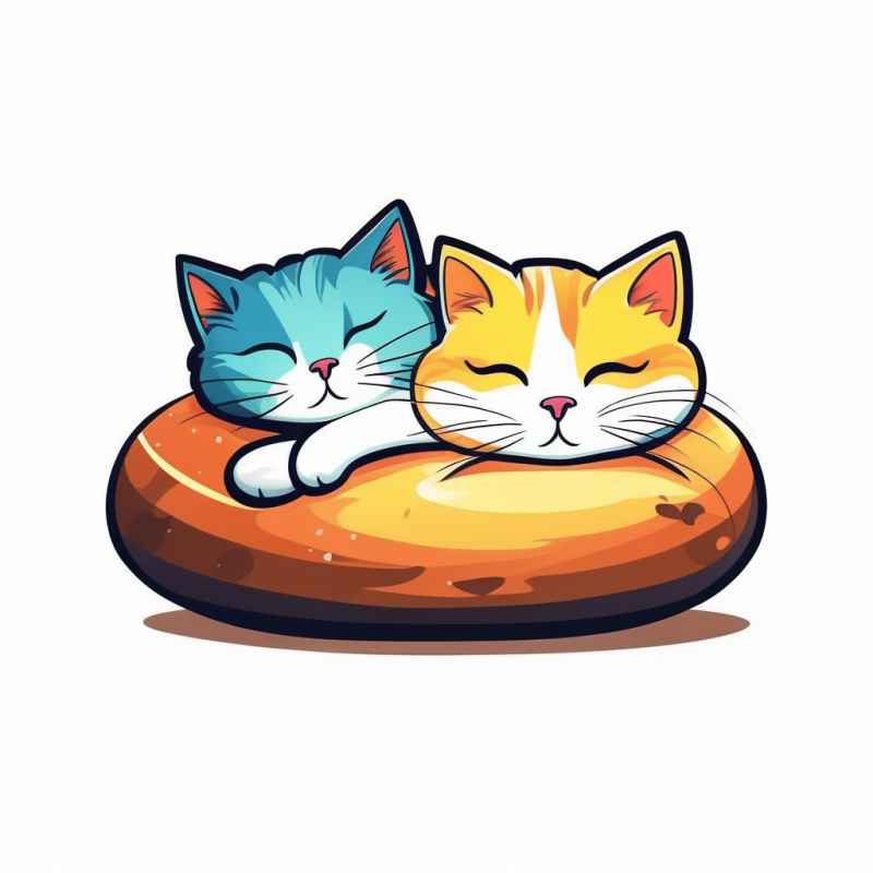 爱睡懒觉的猫咪插画元素 16