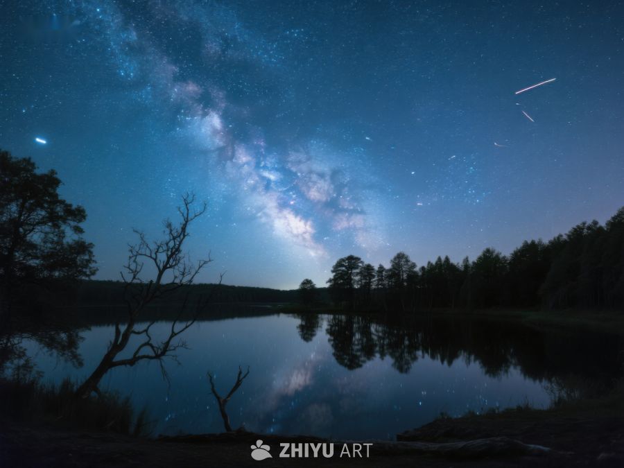 银河映湖夜景 546