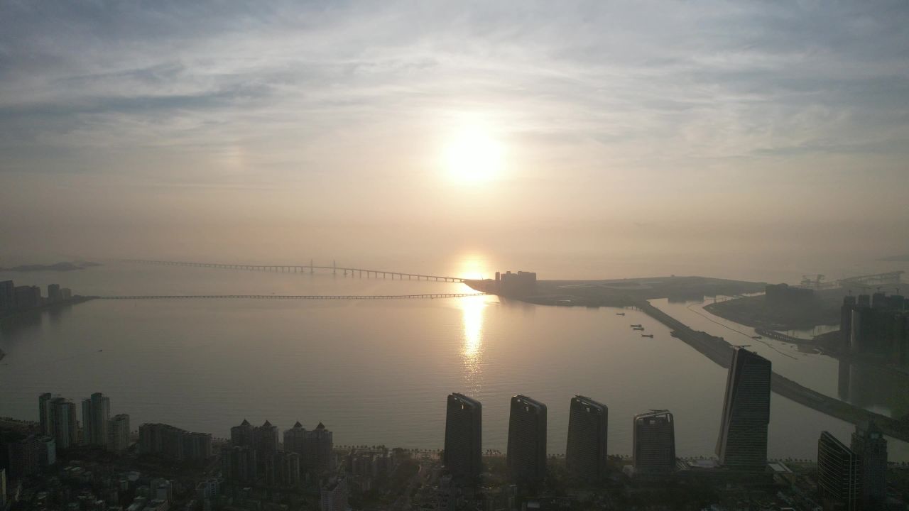 广东珠海城市风光航拍 