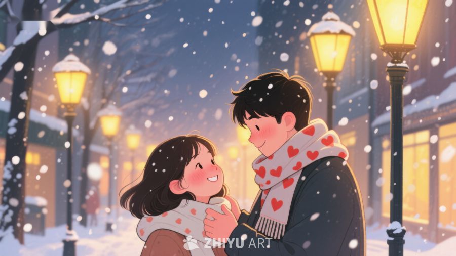 冬夜街头的温暖拥抱 176