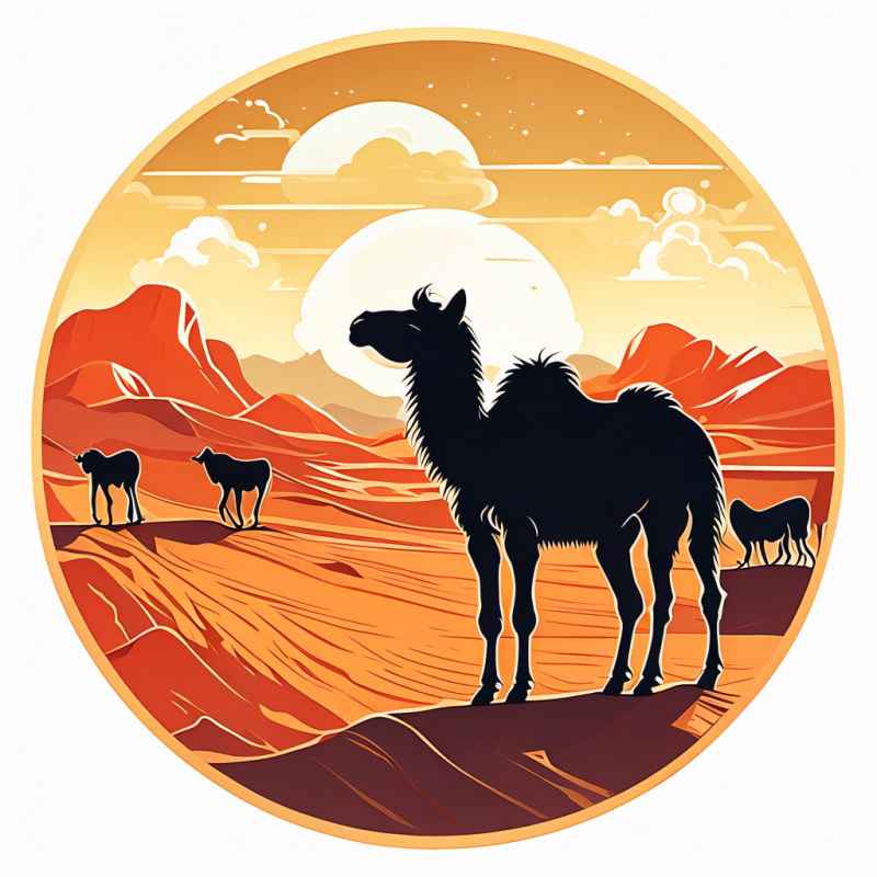 驼队沙漠丝绸之路元素插画 12