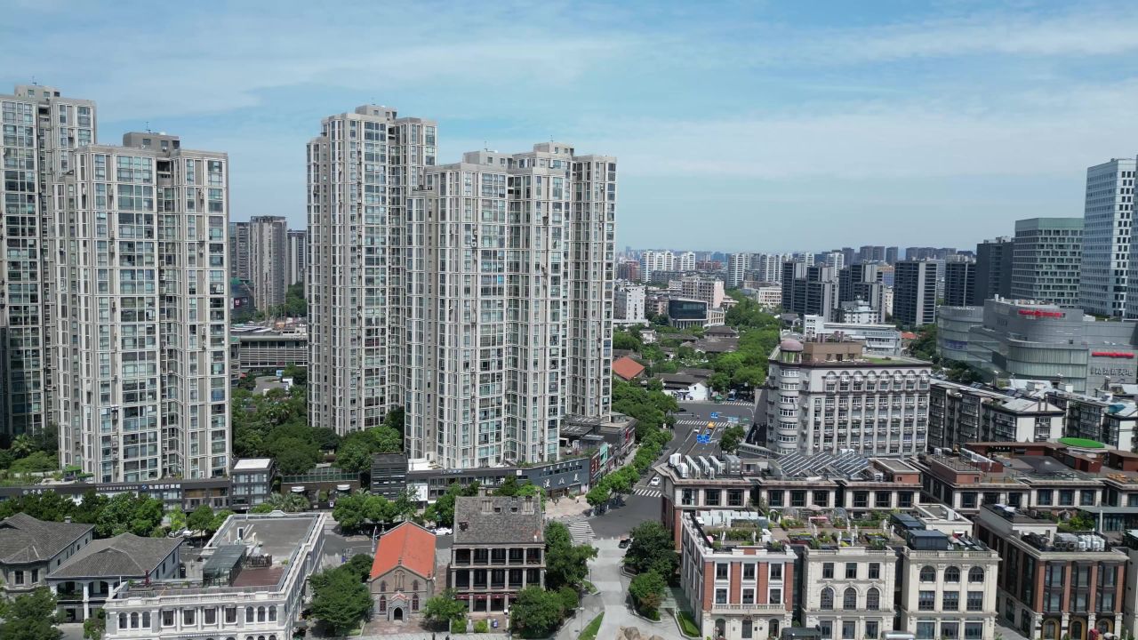 航拍浙江宁波老外滩 