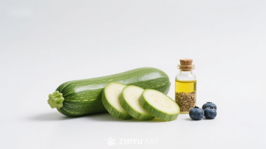 西葫芦切片与蓝莓橄榄油