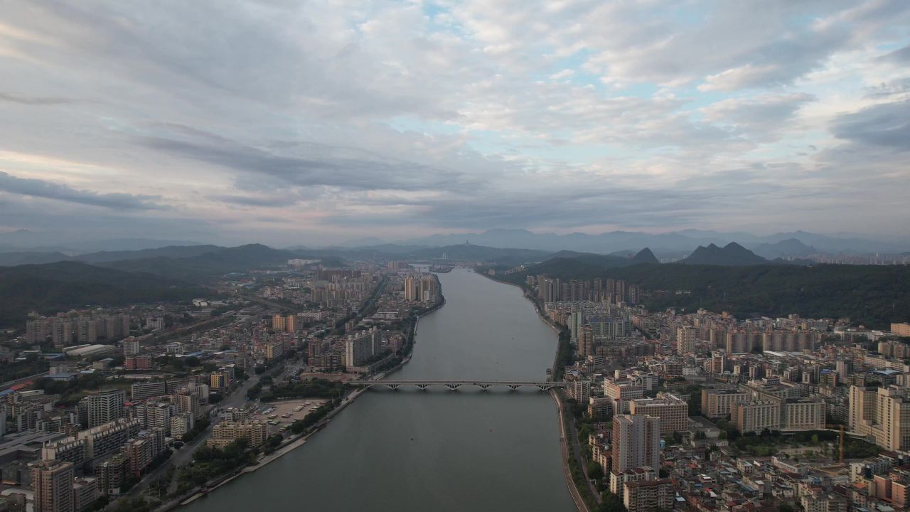 广东韶关城市风光航拍 