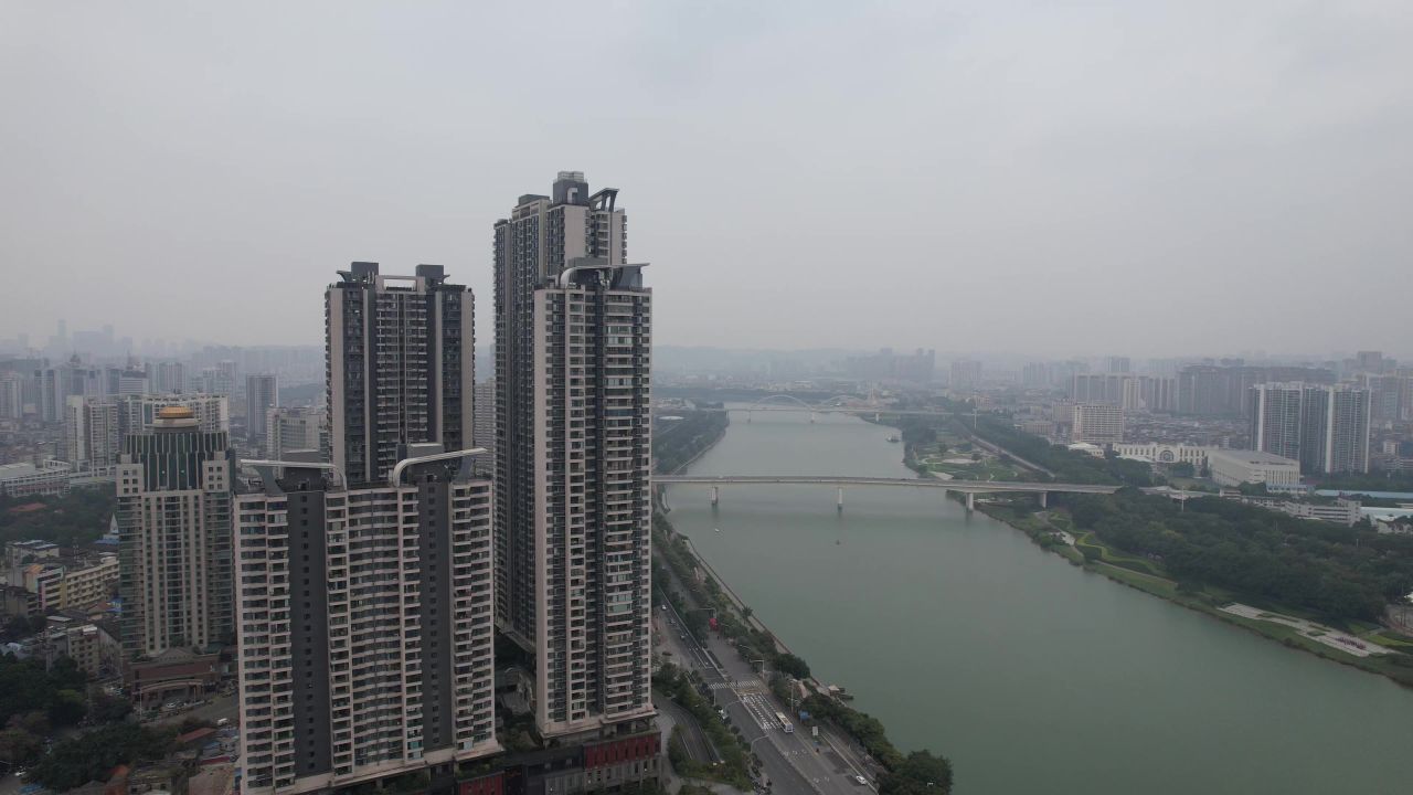  广西南宁邕江风光桥梁航拍 