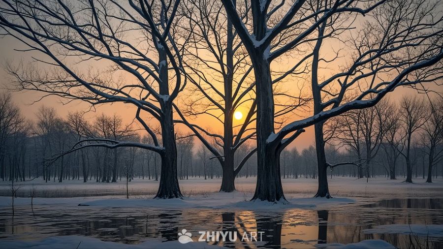 金色夕阳下的孤树剪影 1