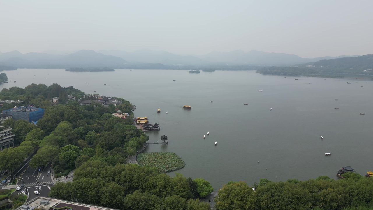 浙江杭州城市风光地标建筑航拍