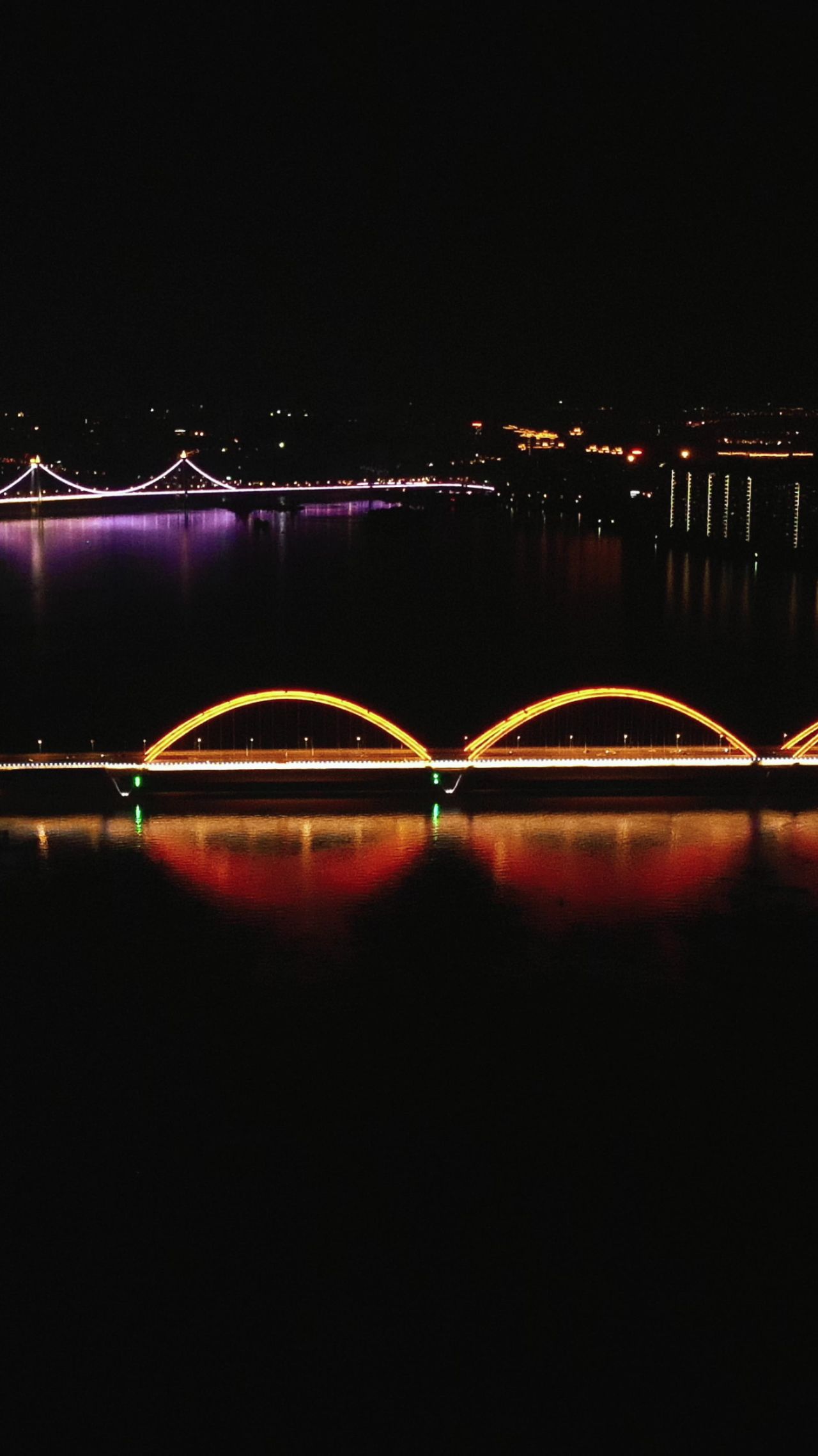 城市航拍湖南长沙福元路大桥夜景