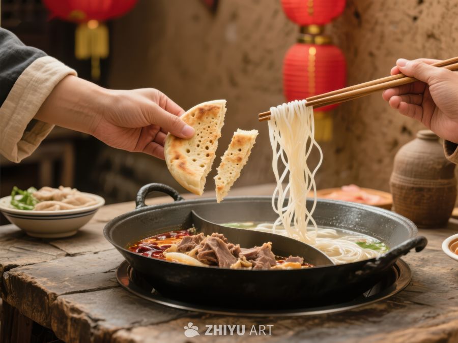 火锅宴上享用面条与饼的温馨时刻 198
