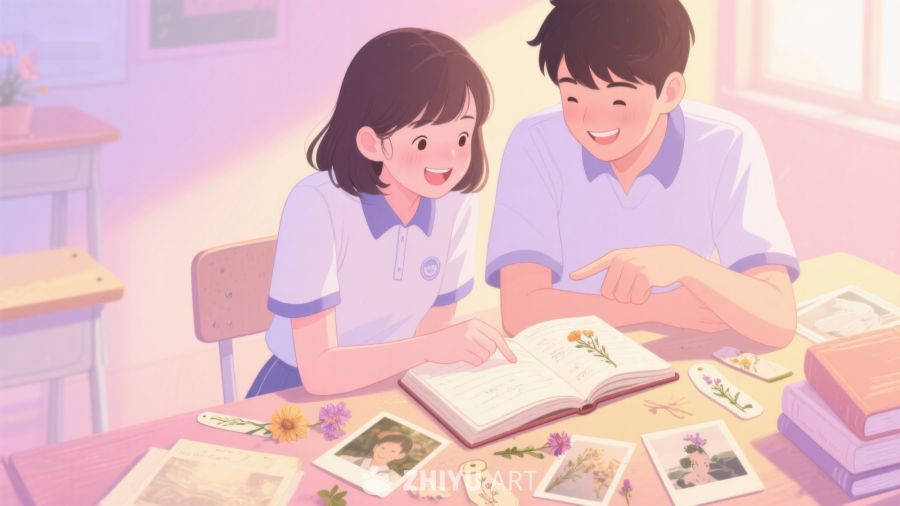 两人在教室共同阅读书籍 231