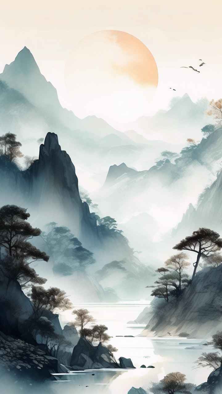 国风山水画背景插画 69
