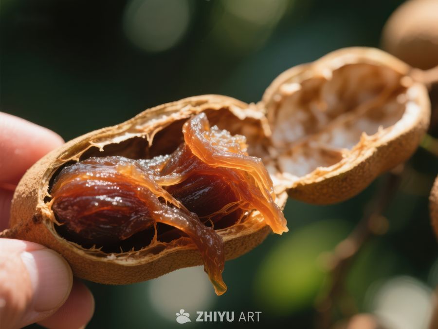手握半开的酸角果实 490