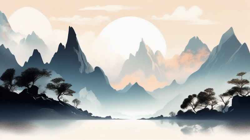 国潮山水插画风景图 53
