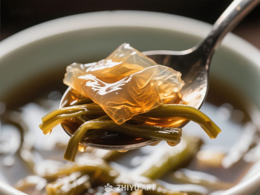 透明汤羹中的海带与蔬菜 1481