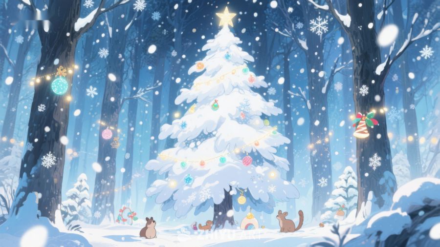 雪中森林的圣诞树 511