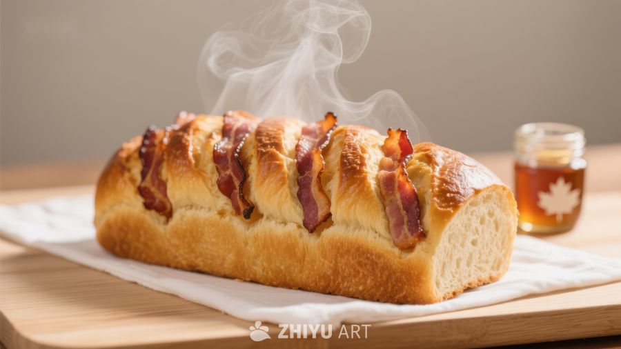 热腾腾的培根面包