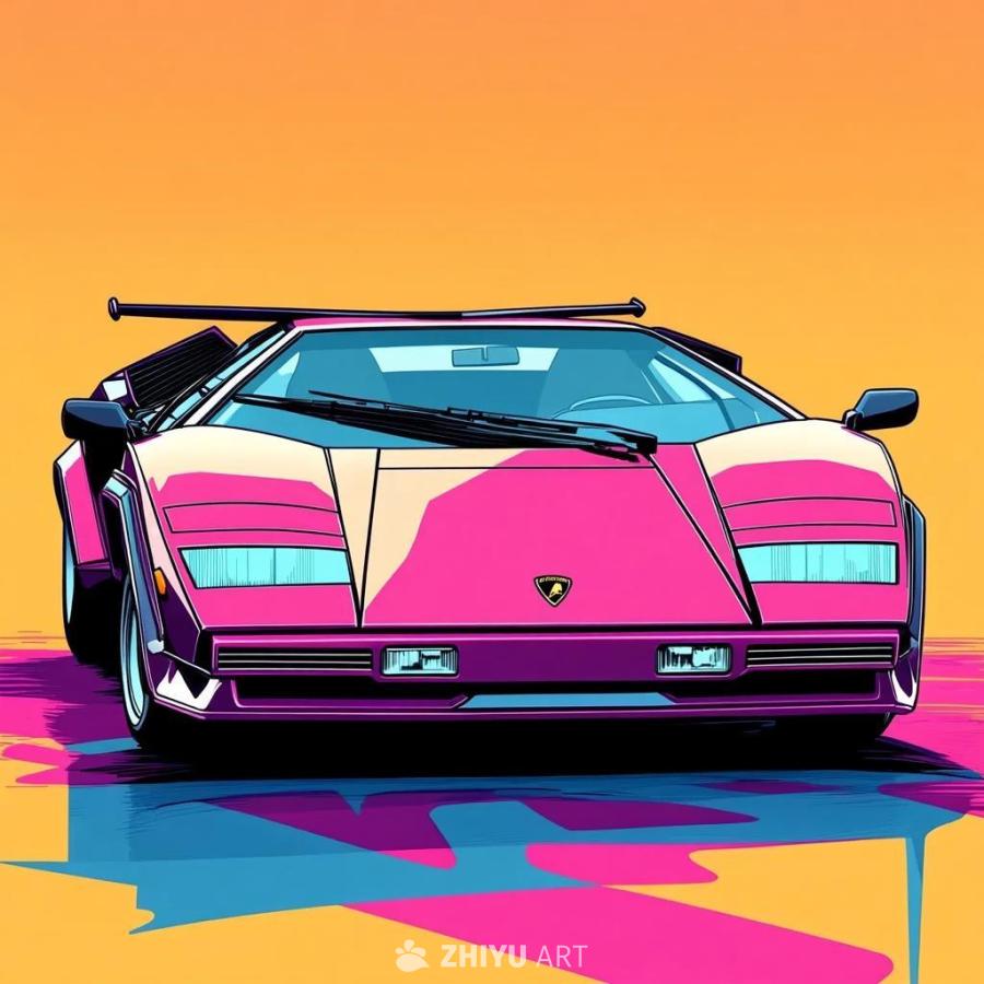 一辆线条简洁的兰博基尼Countach 1980年