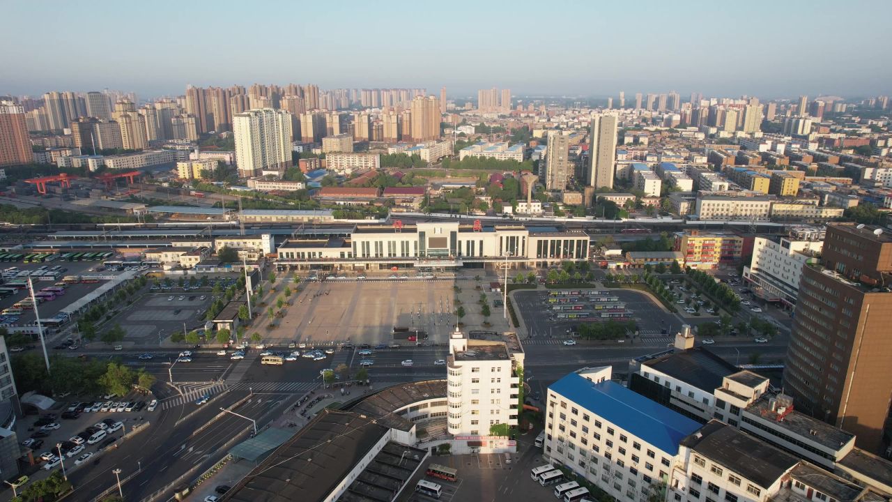 河南许昌火车站航拍 