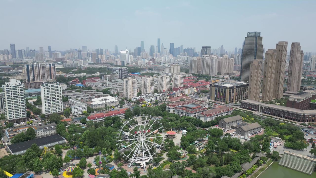 航拍天津水上公园