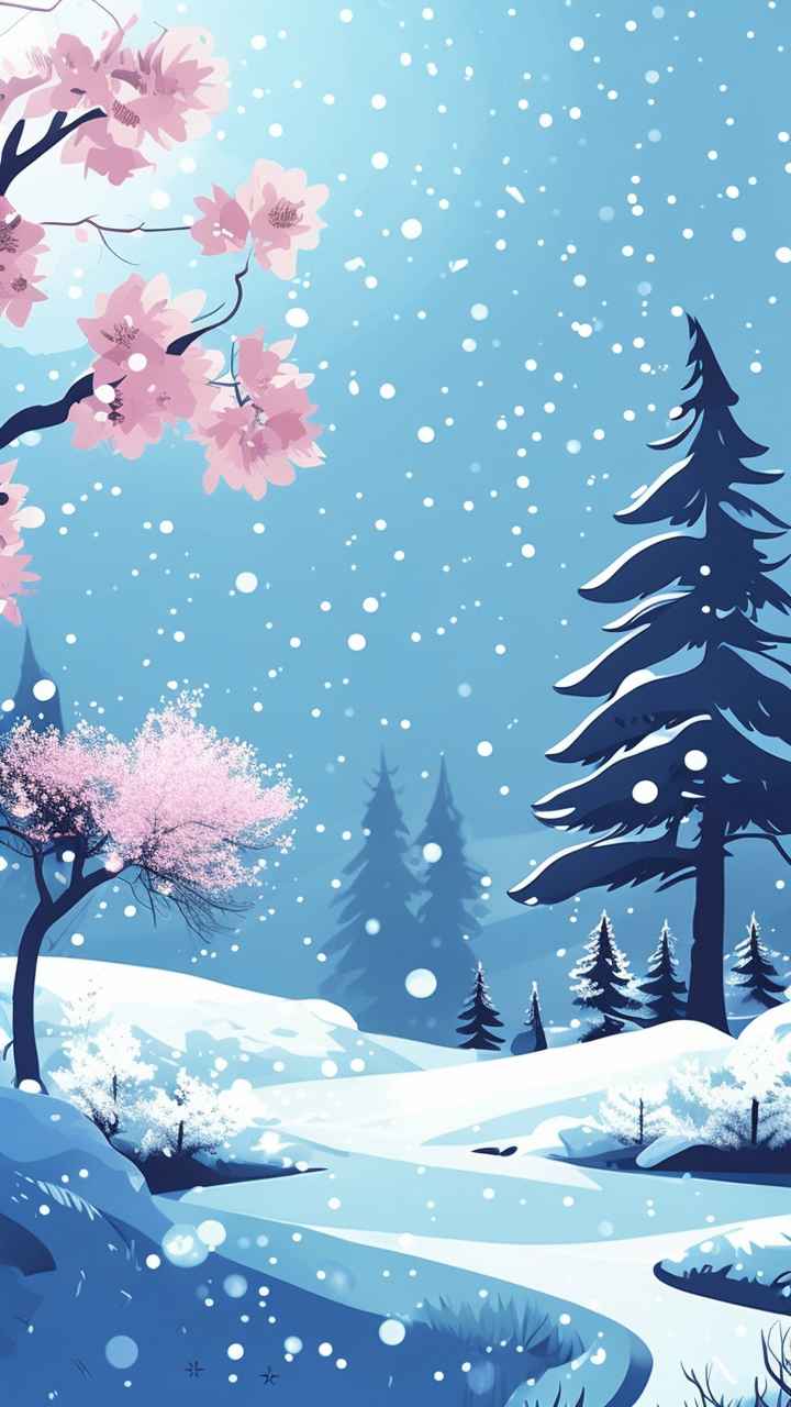 雪景唯美插画小屋 73
