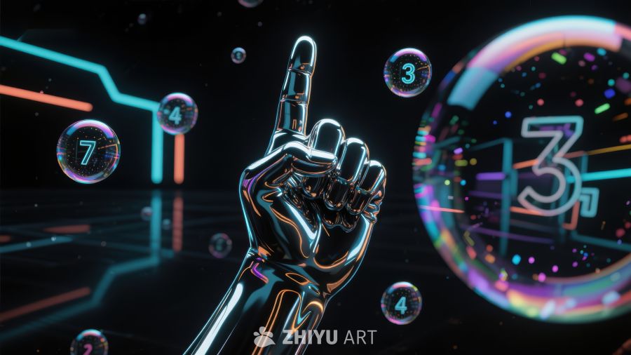 未来科技手势与数字泡泡 692