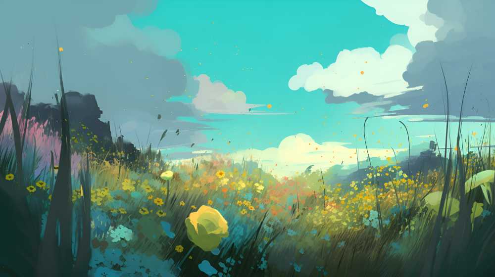 夏季的插画田园自然美景