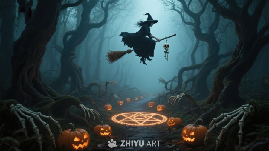 巫师夜行，神秘森林中的万圣节奇景