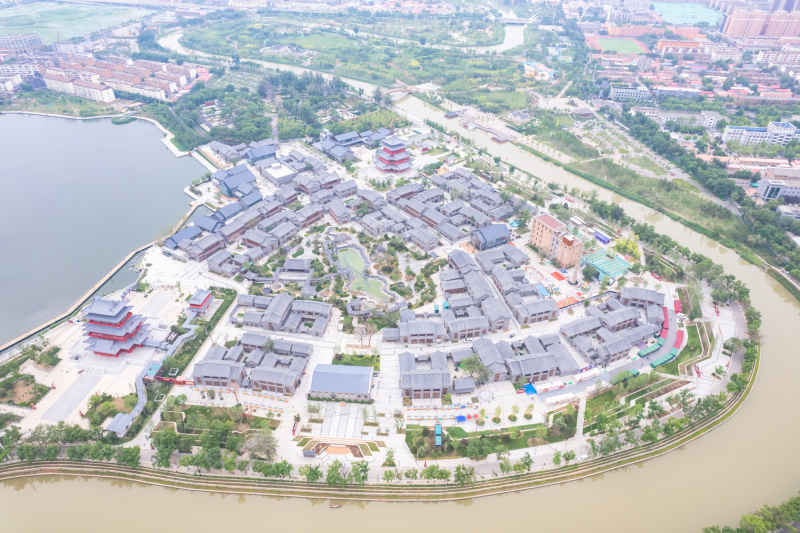 河北沧州城市风光地标建筑航拍图 