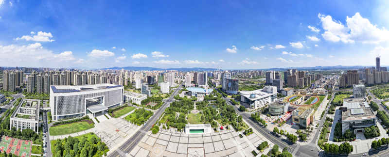  江西吉安城市风光航拍全景图