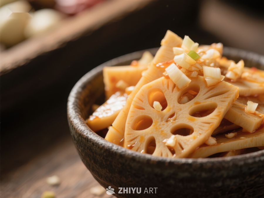 莲藕片拌调料，美味家常小菜 803