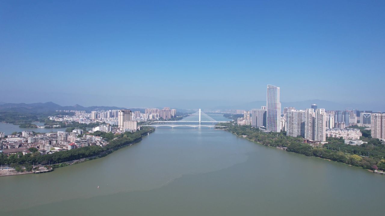广东惠州城市风光合江大桥桥梁交通航拍 