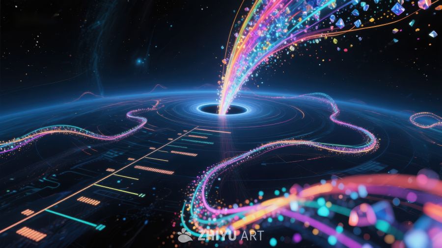 宇宙黑洞与光流的奇幻交织 924