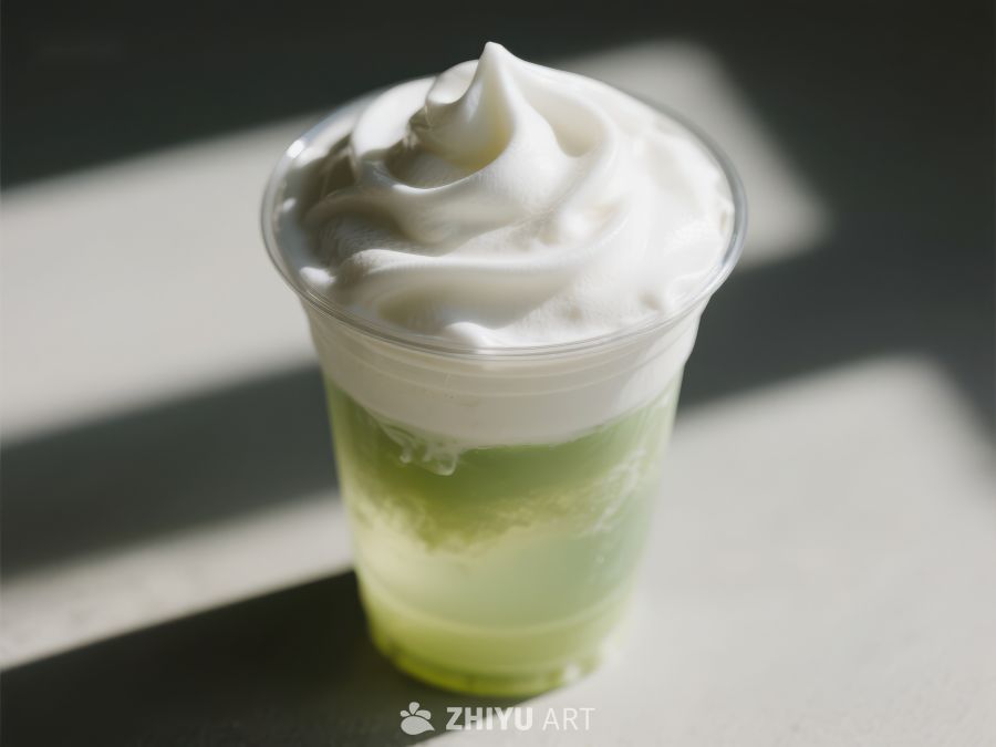 抹茶饮品配奶油