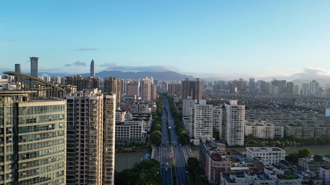 航拍浙江温州鹿城区