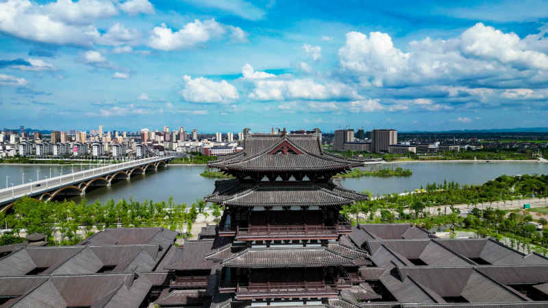 抚州临汝书院建筑航拍  