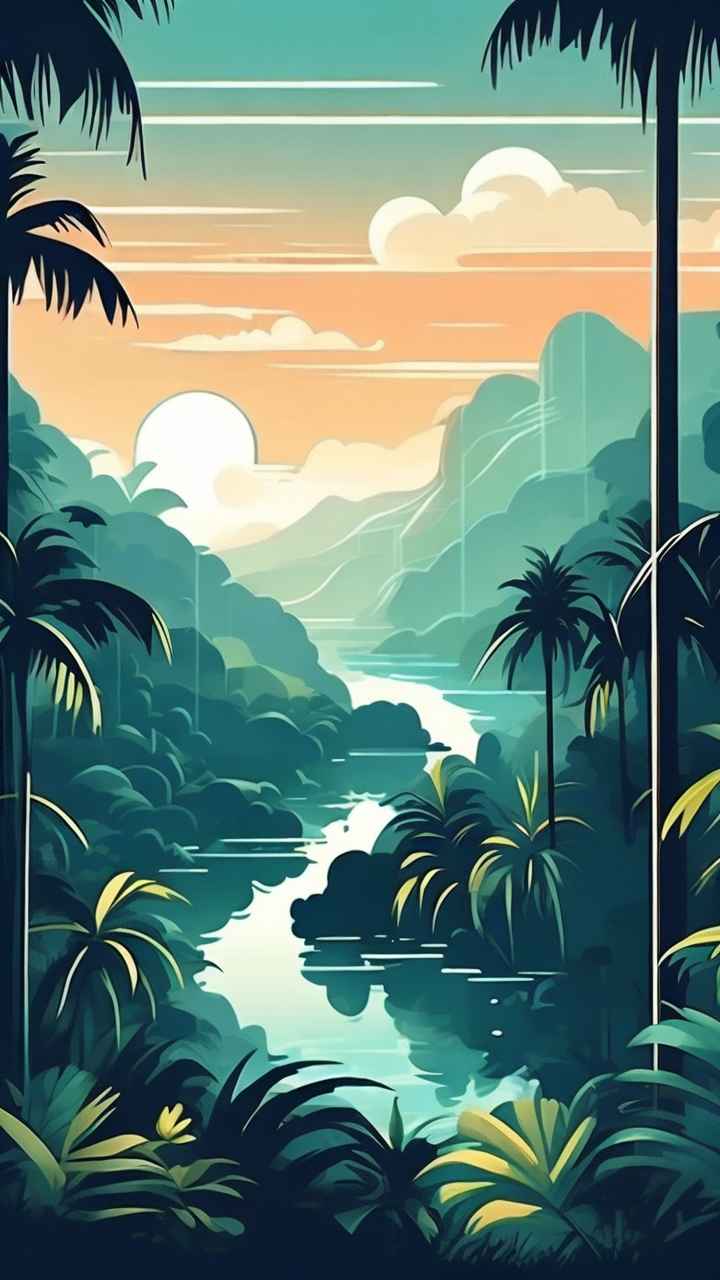 俯瞰热带雨林概念插画 2