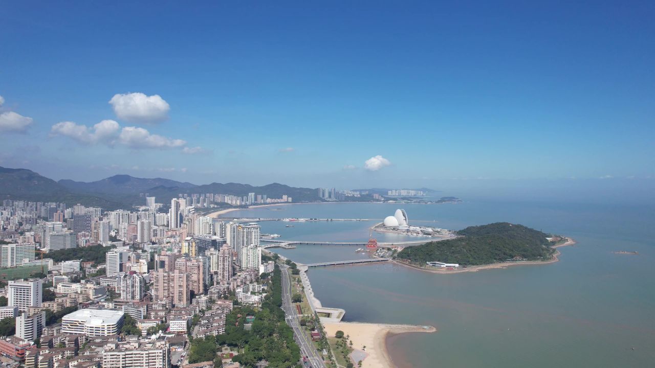 广东珠海城市风光航拍 