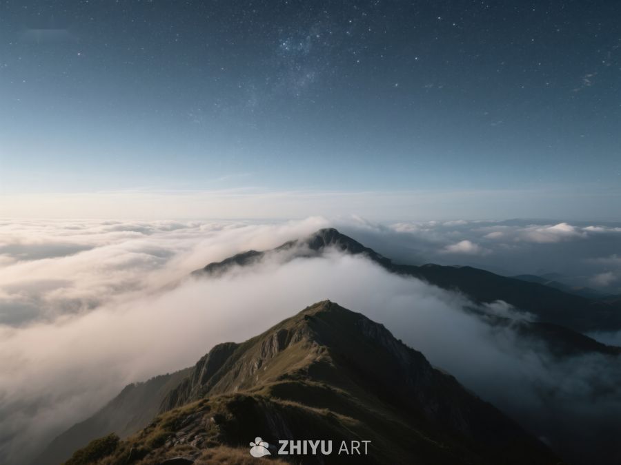 夜空下的云海与山峰 395