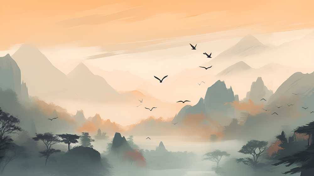 远处景色雾山峰