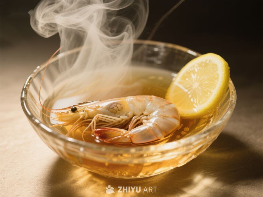 热气腾腾的虾汤配柠檬 785