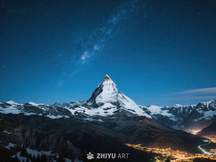 夜空下的雄伟雪山 386