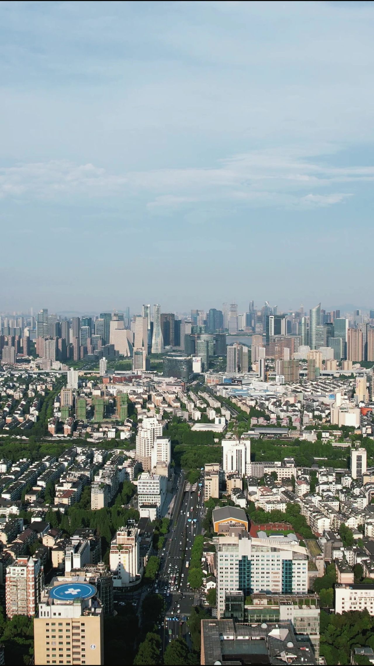 杭州城市建设风光竖屏航拍  