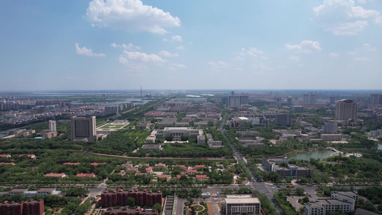 山东东营城市风光航拍  